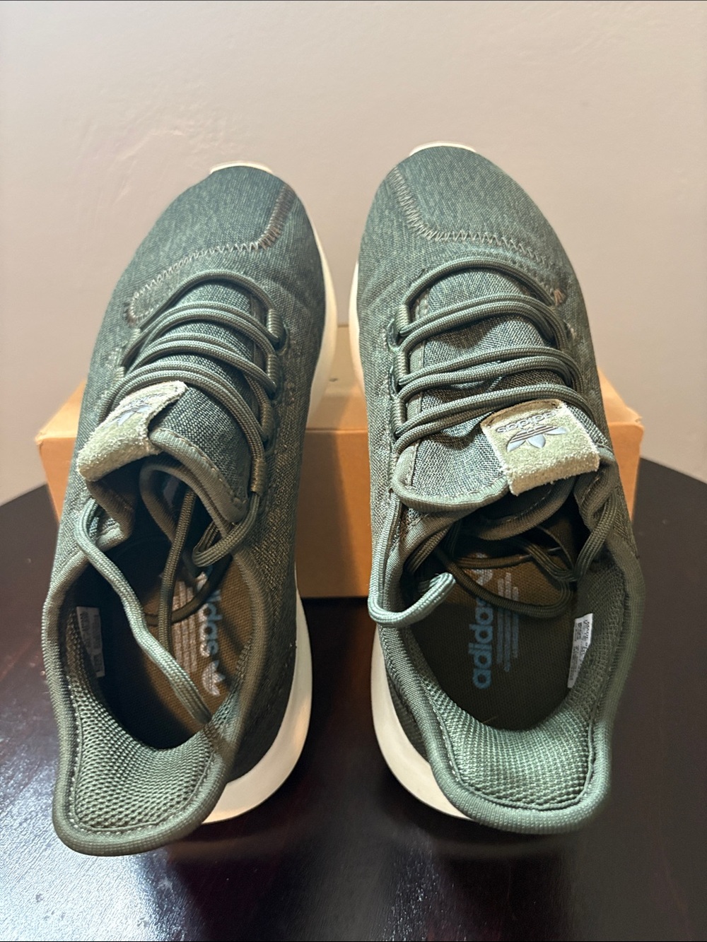 Adidas Olive Green Knit Lace-Up Women's Sneakers
